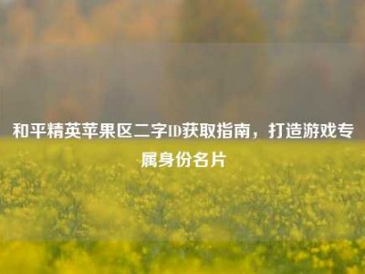 和平精英苹果区二字ID获取指南，打造游戏专属身份名片