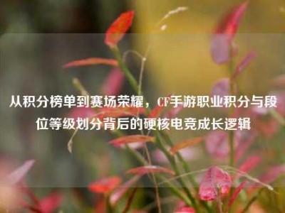 从积分榜单到赛场荣耀，CF手游职业积分与段位等级划分背后的硬核电竞成长逻辑