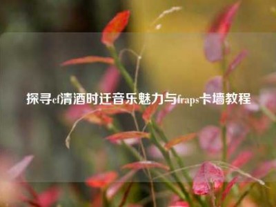 探寻cf清酒时迁音乐魅力与fraps卡墙教程