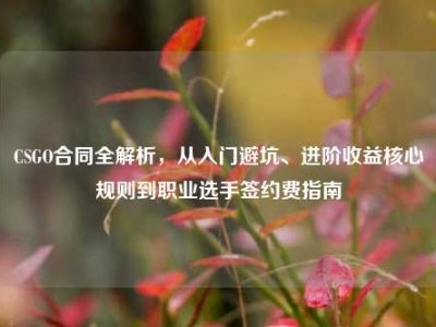 CSGO合同全解析，从入门避坑、进阶收益核心规则到职业选手签约费指南