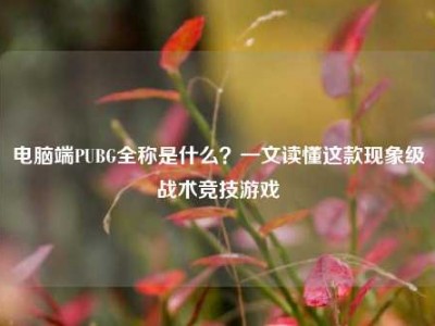 电脑端PUBG全称是什么？一文读懂这款现象级战术竞技游戏