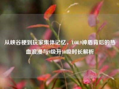 从峡谷梗到玩家集体记忆，LOL9神盾背后的热血浪漫与9级升10级时长解析