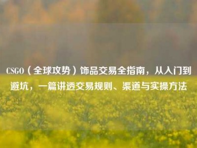 CSGO（全球攻势）饰品交易全指南，从入门到避坑，一篇讲透交易规则、渠道与实操方法