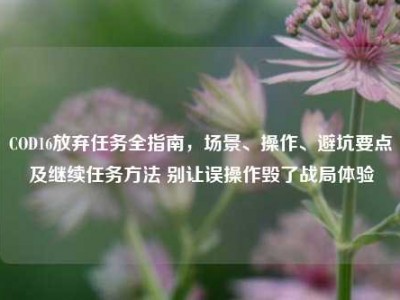 COD16放弃任务全指南，场景、操作、避坑要点及继续任务方法 别让误操作毁了战局体验