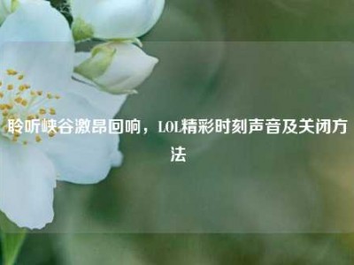 聆听峡谷激昂回响，LOL精彩时刻声音及关闭方法