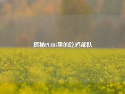 探秘PUBG里的吃鸡部队