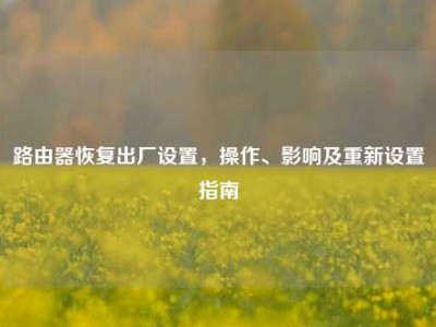 路由器恢复出厂设置，操作、影响及重新设置指南