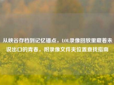 从峡谷存档到记忆锚点，LOL录像回放里藏着未说出口的青春，附录像文件夹位置查找指南