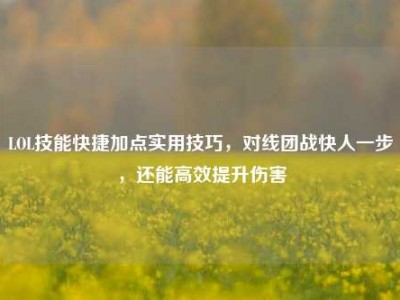 LOL技能快捷加点实用技巧，对线团战快人一步，还能高效提升伤害