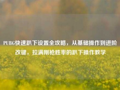 PUBG快速趴下设置全攻略，从基础操作到进阶改键，拉满刚枪胜率的趴下操作教学