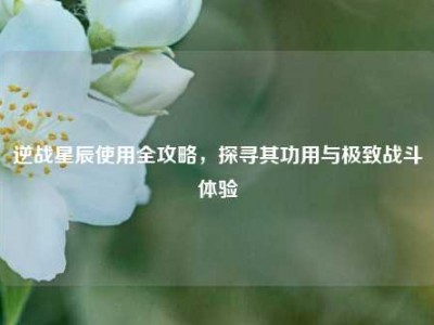 逆战星辰使用全攻略，探寻其功用与极致战斗体验