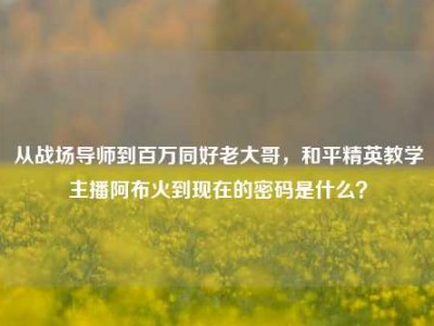 从战场导师到百万同好老大哥，和平精英教学主播阿布火到现在的密码是什么？