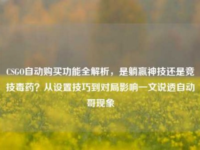 CSGO自动购买功能全解析，是躺赢神技还是竞技毒药？从设置技巧到对局影响一文说透自动哥现象