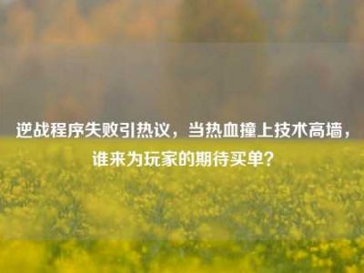 逆战程序失败引热议，当热血撞上技术高墙，谁来为玩家的期待买单？