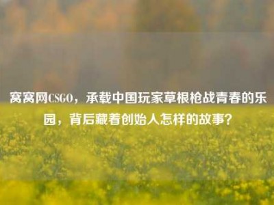 窝窝网CSGO，承载中国玩家草根枪战青春的乐园，背后藏着创始人怎样的故事？