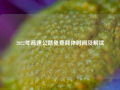 2022年高速公路免费具体时间及解读