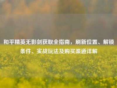 和平精英无影剑获取全指南，刷新位置、解锁条件、实战玩法及购买渠道详解