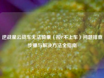 逆战星云战车无法骑乘（按P不上车）问题排查步骤与解决方法全指南