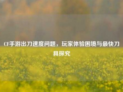 CF手游出刀速度问题，玩家体验困境与最快刀具探究