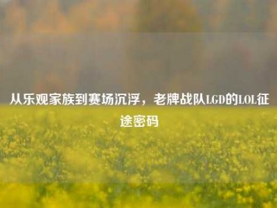 从乐观家族到赛场沉浮，老牌战队LGD的LOL征途密码