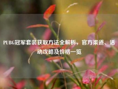 PUBG冠军套装获取方法全解析，官方渠道、活动攻略及价格一览