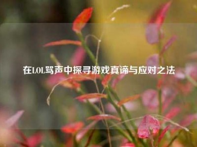 在LOL骂声中探寻游戏真谛与应对之法