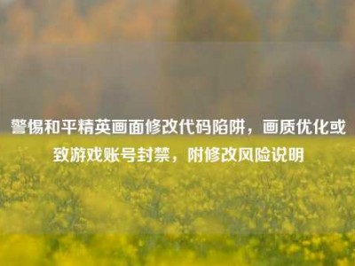 警惕和平精英画面修改代码陷阱，画质优化或致游戏账号封禁，附修改风险说明