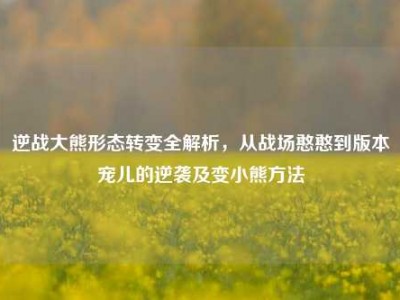 逆战大熊形态转变全解析，从战场憨憨到版本宠儿的逆袭及变小熊方法