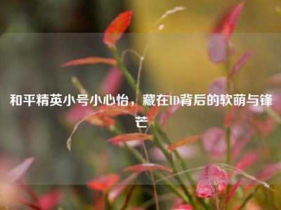 和平精英小号小心怡，藏在ID背后的软萌与锋芒