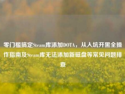 零门槛搞定Steam库添加DOTA，从入坑开黑全操作指南及Steam库无法添加新磁盘等常见问题排查