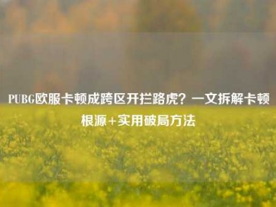 PUBG欧服卡顿成跨区开拦路虎？一文拆解卡顿根源+实用破局方法