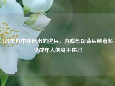 LOL排位中途退出的逃兵，游戏惩罚背后藏着多少成年人的身不由己