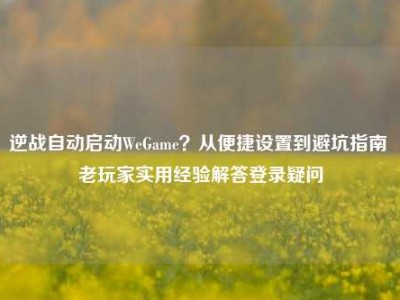逆战自动启动WeGame？从便捷设置到避坑指南 老玩家实用经验解答登录疑问