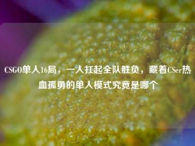 CSGO单人16局，一人扛起全队胜负，藏着CSer热血孤勇的单人模式究竟是哪个