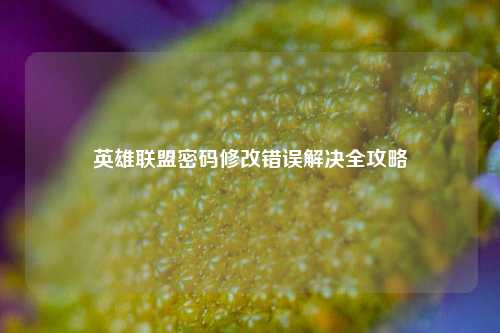 英雄联盟密码修改错误解决全攻略
