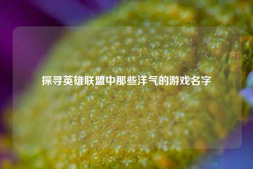 探寻英雄联盟中那些洋气的游戏名字
