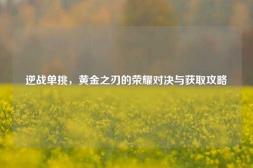 逆战单挑，黄金之刃的荣耀对决与获取攻略
