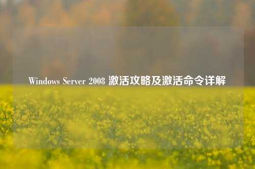 Windows Server 2008 激活攻略及激活命令详解