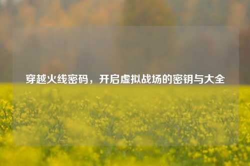 穿越火线密码,开启虚拟战场的密钥与大全