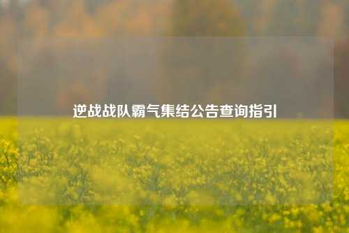 逆战战队霸气集结公告查询指引