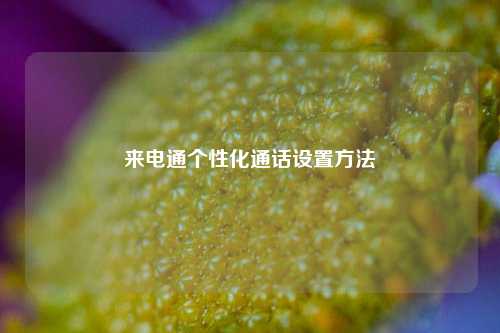 来电通个性化通话设置方法
