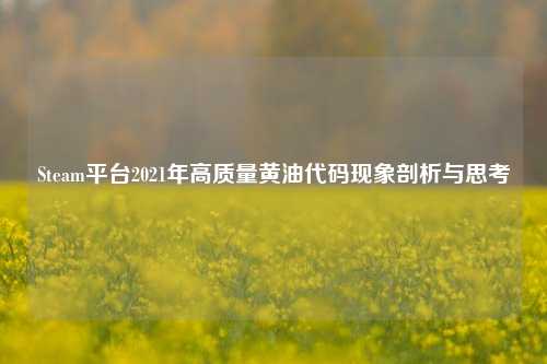 Steam平台2021年高质量黄油代码现象剖析与思考