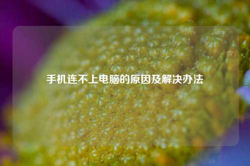 手机连不上电脑的原因及解决办法