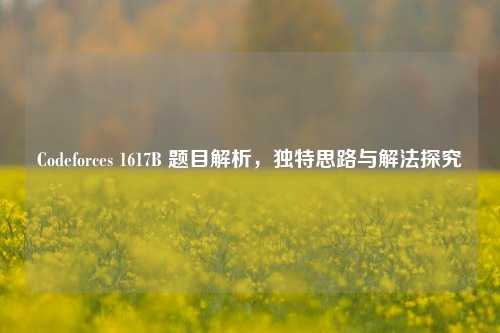 Codeforces 1617B 题目解析，独特思路与解法探究