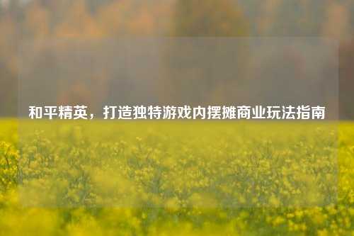 和平精英,打造独特游戏内摆摊商业玩法指南