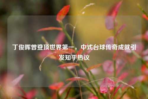 丁俊晖曾登顶世界第一，中式台球传奇成就引发知乎热议
