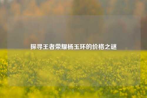 探寻王者荣耀杨玉环的价格之谜