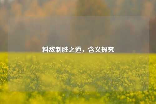 料敌制胜之道,含义探究