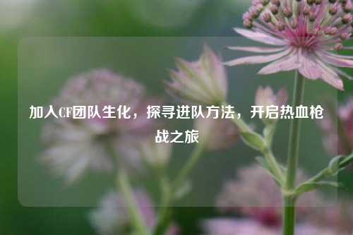 加入CF团队生化，探寻进队方法，开启热血枪战之旅