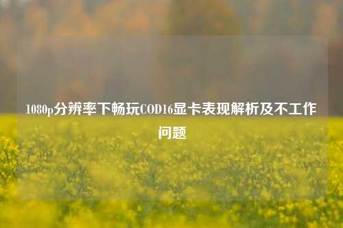 1080p分辨率下畅玩COD16显卡表现解析及不工作问题